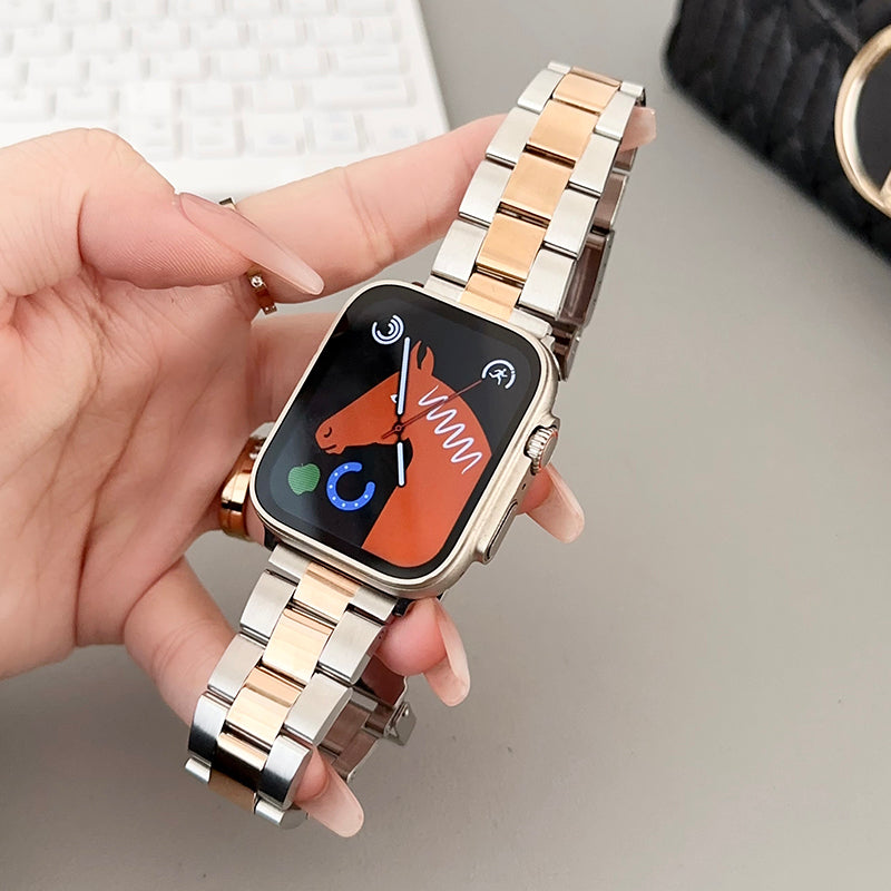 For Apple Watch Ultra 2 Ultra 49mm / Series 9 8 7 45mm / SE (2023) SE (2022) SE 6 5 4 44mm / 3 2 1 42mm Watch Strap 3-Bead - Silver For Apple Watch Ultra 2 Ultra 49mm / Series 9 8 7 45mm / SE (2023) SE (2022) SE 6 5 4 44mm / 3 2 1 42mm Watch Strap 3-Bead - Silver
